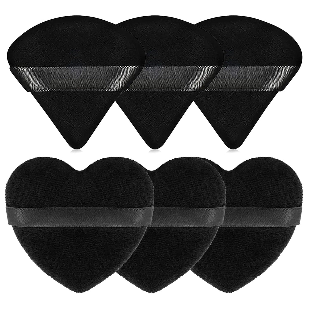 Spunspon 6 Pieces Powder Puff Face Soft Heart Shape and Triangle Makeup Puff for Loose Powder