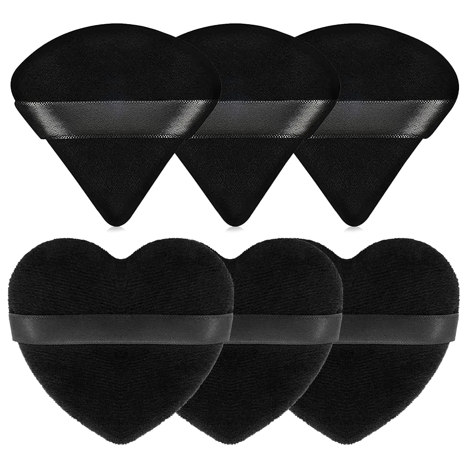 Spunspon 6 Pieces Powder Puff Face Soft Heart Shape and Triangle Makeup Puff for Loose Powder