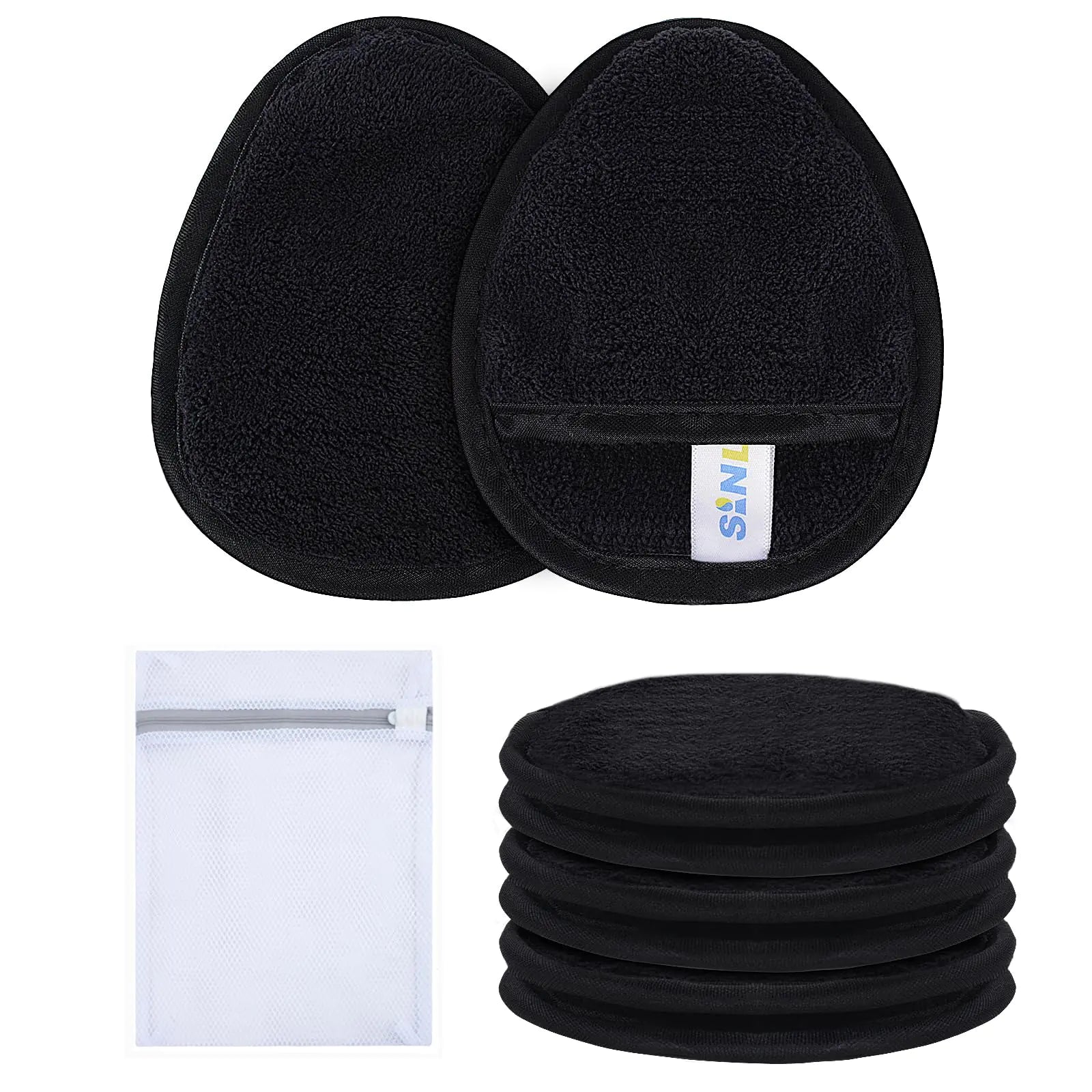 Makeup Remover With Laundry Bag Black Pack of 6